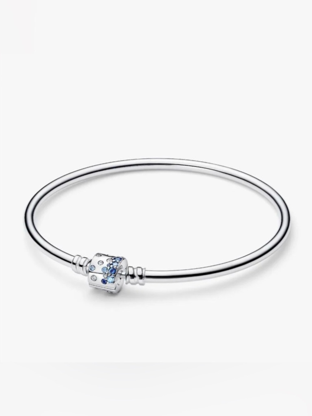 NWT PANDORA Barrel Clasp Bangle Blue & Clear Crystal Clasp